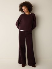 Eileen Fisher Brushed Organic Cotton Wide-Leg Pant F6JNZ-P4960 FREESHIP