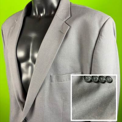 Nautica Mens 50L Gray Stretch Micro Check 2 Button Tailored Blazer Jacket Lined