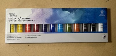 Winsor & Newton Cotman Watercolor Paint Set, 12 Colors, 8ml (0.27-oz) Tubes New
