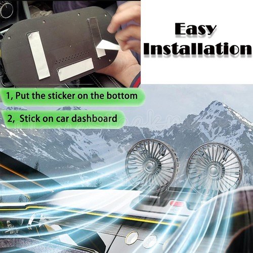 Car Dual Head Cooling Fan USB 360° Air Cooler Auto Van Truck Dashboard 12V 24V - Picture 7 of 12