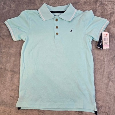 Nautica Boys Aqua Blue Short Sleeve Polo Shirt Size 6 NSSHI21E-999 NWT