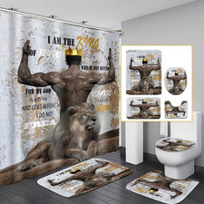 African American King Lion Theme Print Shower Curtain or Bathroom Sets.