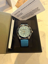 Heritor Automatic Diver Watch Blue Dial Rubber Strap 200m Date w/ Box Papers