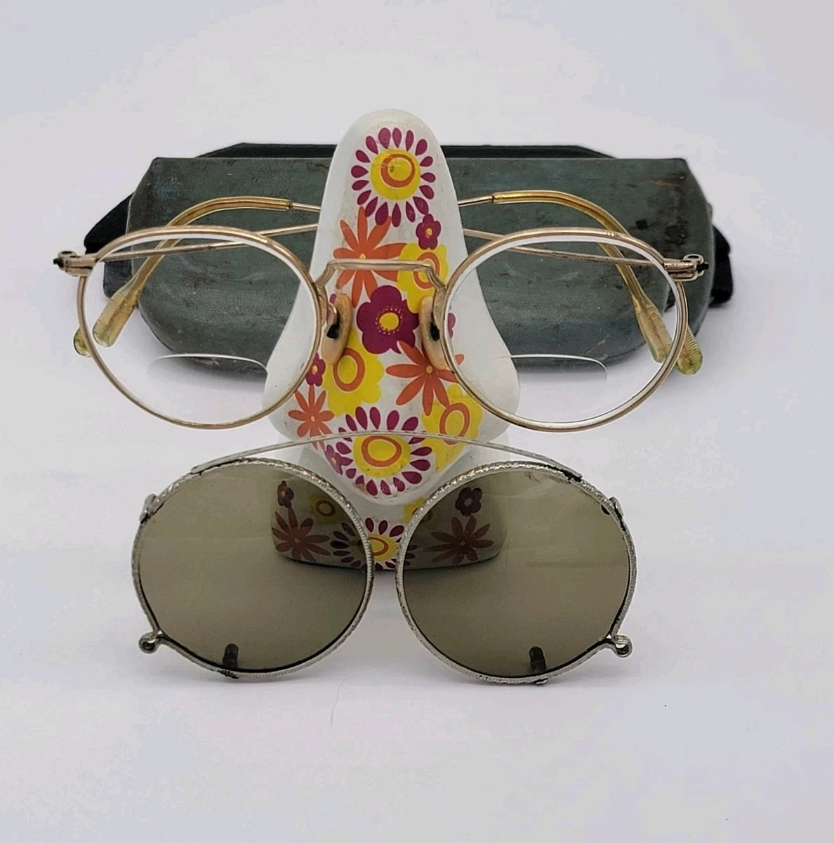 Round Clip On Sunglasses In Vintage Eyeglasses | eBay