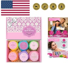 Bath Bombs Gift Set - 6 Bubble Bath Fizzies 6 x 2oz with Natural Dead Sea Sal...
