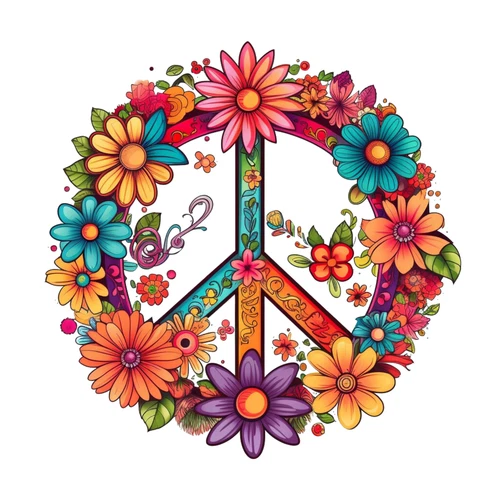 Peace Not War Floral Flower Hippie Self Adhesive Vinyl Sticker