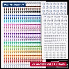 1294 Pcs Rhinestone Stickers 3-8mm Clear Laser Colorful Self Adhesive Face Gems