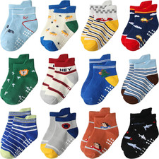 Baby Toddle Socks Grip Non Slip Kids Boys Girls Cotton 12 Pack Ankle Cute Newbor