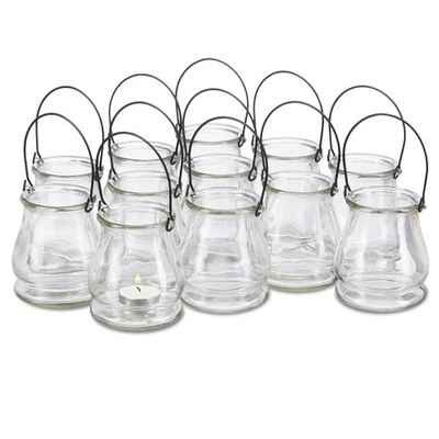 Windlicht glas Glaslaterne Deko-Glasvase Teelichthalter klar 12 Stück 10 cm - Bild 1 von 4