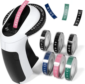 Retro Manuel Embossage Label Maker avec bande - 6 Rouleaux 3D Étiquettes pour Scrapbookin