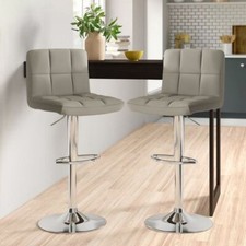 Neo 2x Chrome & Height Adjust Swivel Faux Leather Kitchen Breakfast Bar Stool
