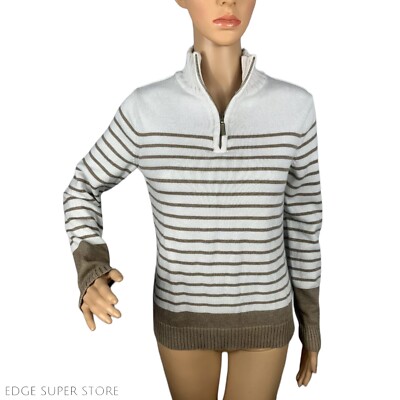 Long Sleeve Striped Quarter Zip Sweater 