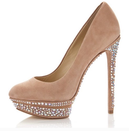 NEW Brian Atwood Nude Beige Crystal Pumps Heels Bling Swarovski Rhinesto 11  41.5 | eBay