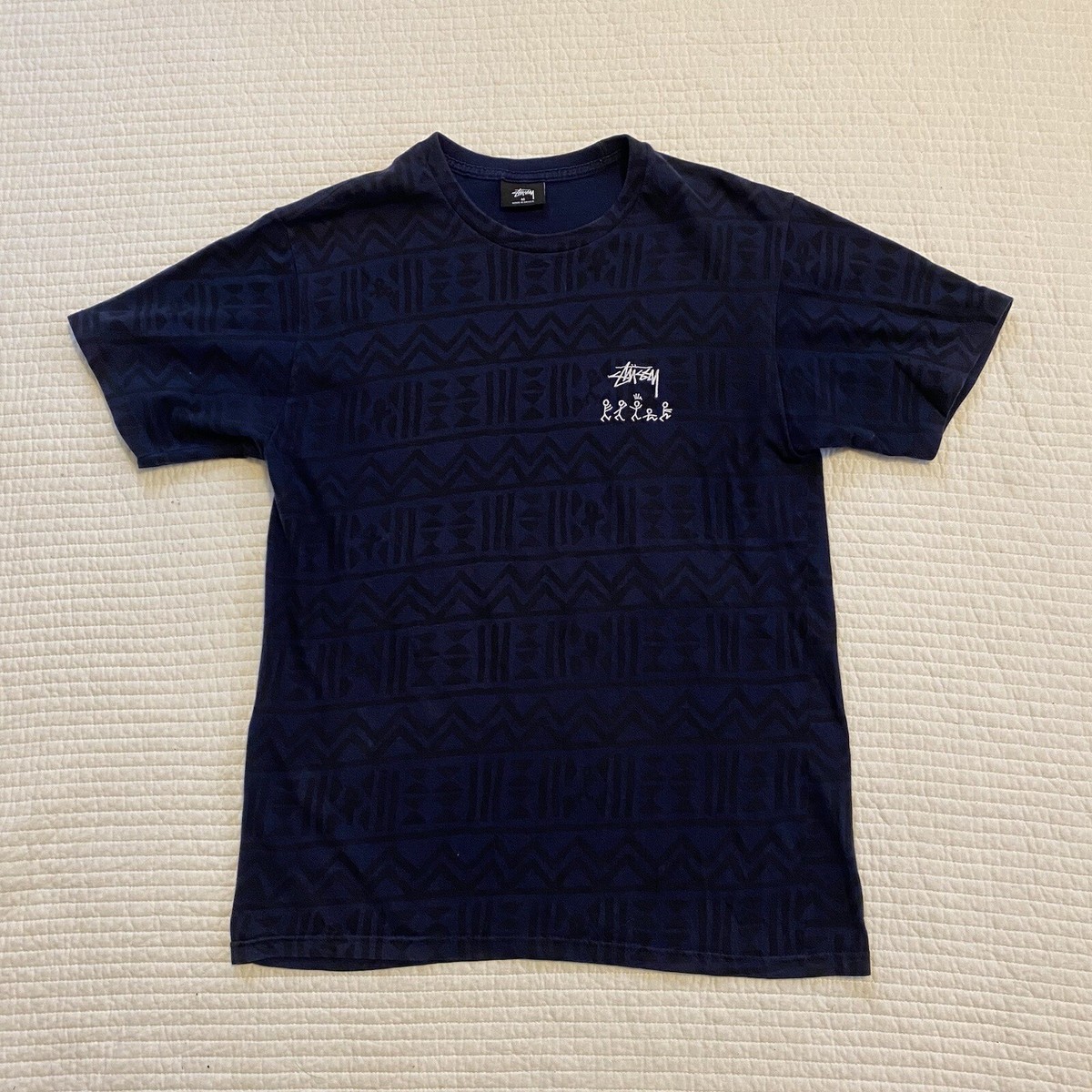 Stussy X A Tribe Called Quest Medium M Tribal Pattern Shirt Navy