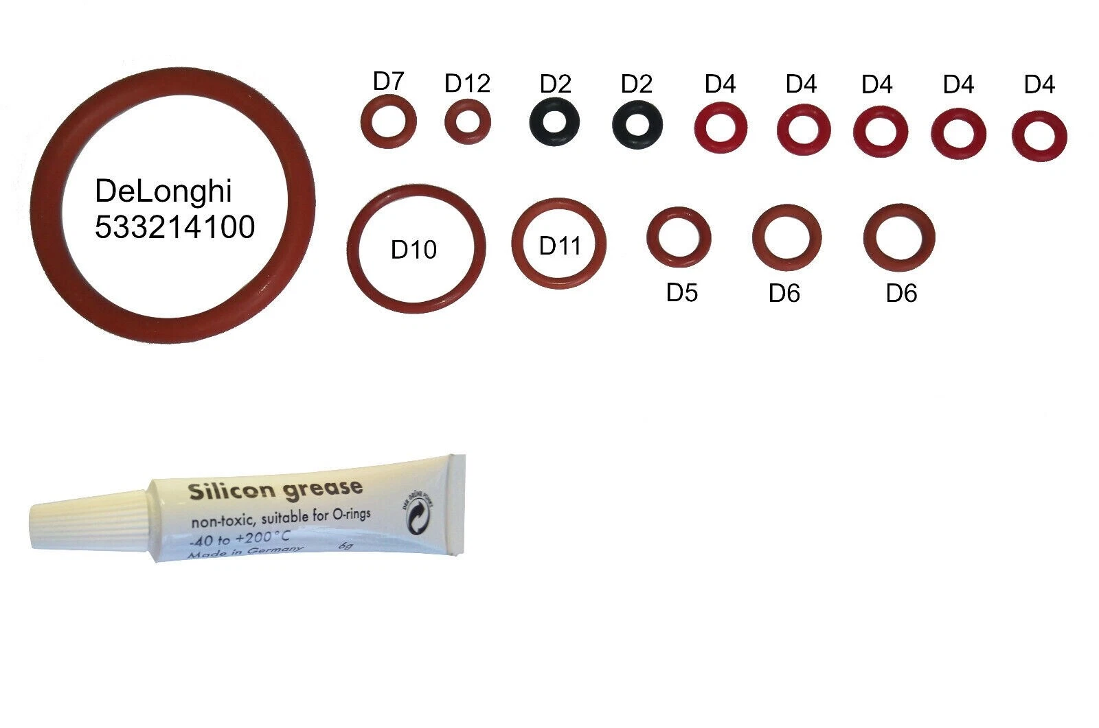 DELONGHI 16 O-RINGS GASKET SEAL KIT SET PARTS LUBRICANT GREASE 6G ECAM MODELS