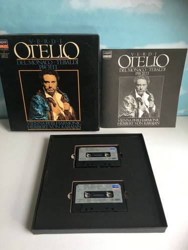 Verdi OTELLO Del Monaco Tebaldi Protti Karajan/Vienna 2 Cassette Book Set In Box - Picture 3 of 4
