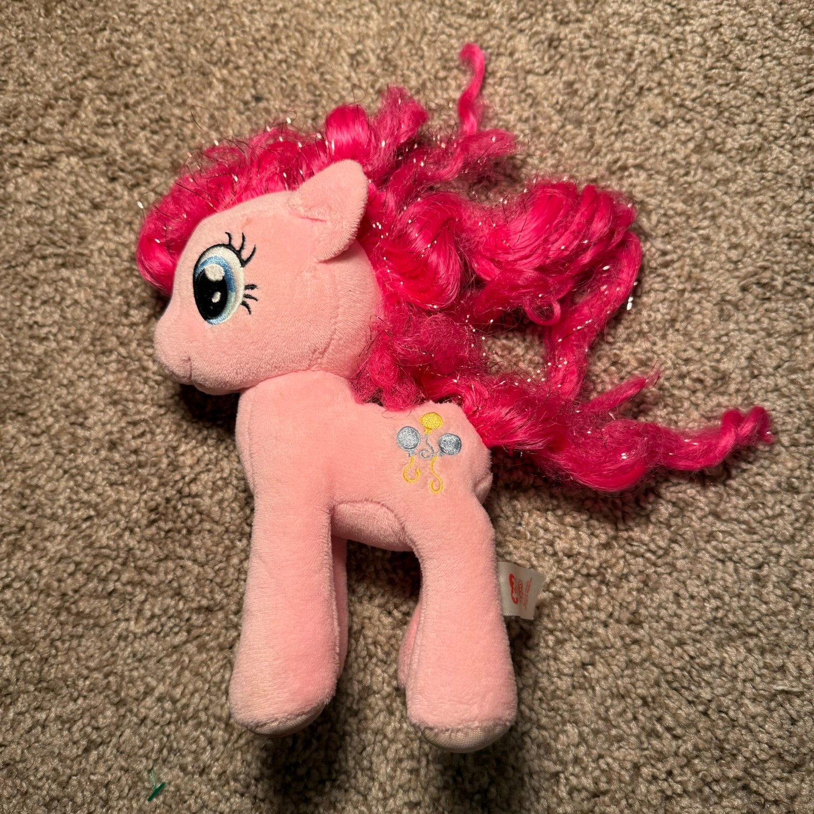 Vintage 2015 Hasbro My Little Pony Pinkie Pie Plush Toy with Hot Pink Hair