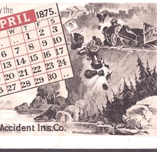 Train Wreck 1875 Bk: Victorian Romance Horror Story Hartford Calendar Trade Card