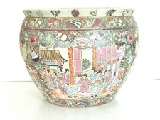 15.5" Chinese Porcelain Koi Fish Famille Rose Enamel Floral Jardiniere Planter