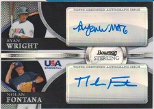 2010 Bowman Sterling USA Dual Black Ref Autograph #BSDA-14 Wright/Fontana #11/25