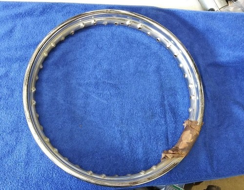 NOS Chrome Rear Rim, 1966-70 BSA A50 A65 QD Crinkle/Off-Set Original OEM Jones - Picture 1 of 4