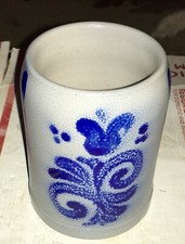 Vintage Blue Stripe Stoneware Crocks and Tankard Mug Set of 3 — listing 2