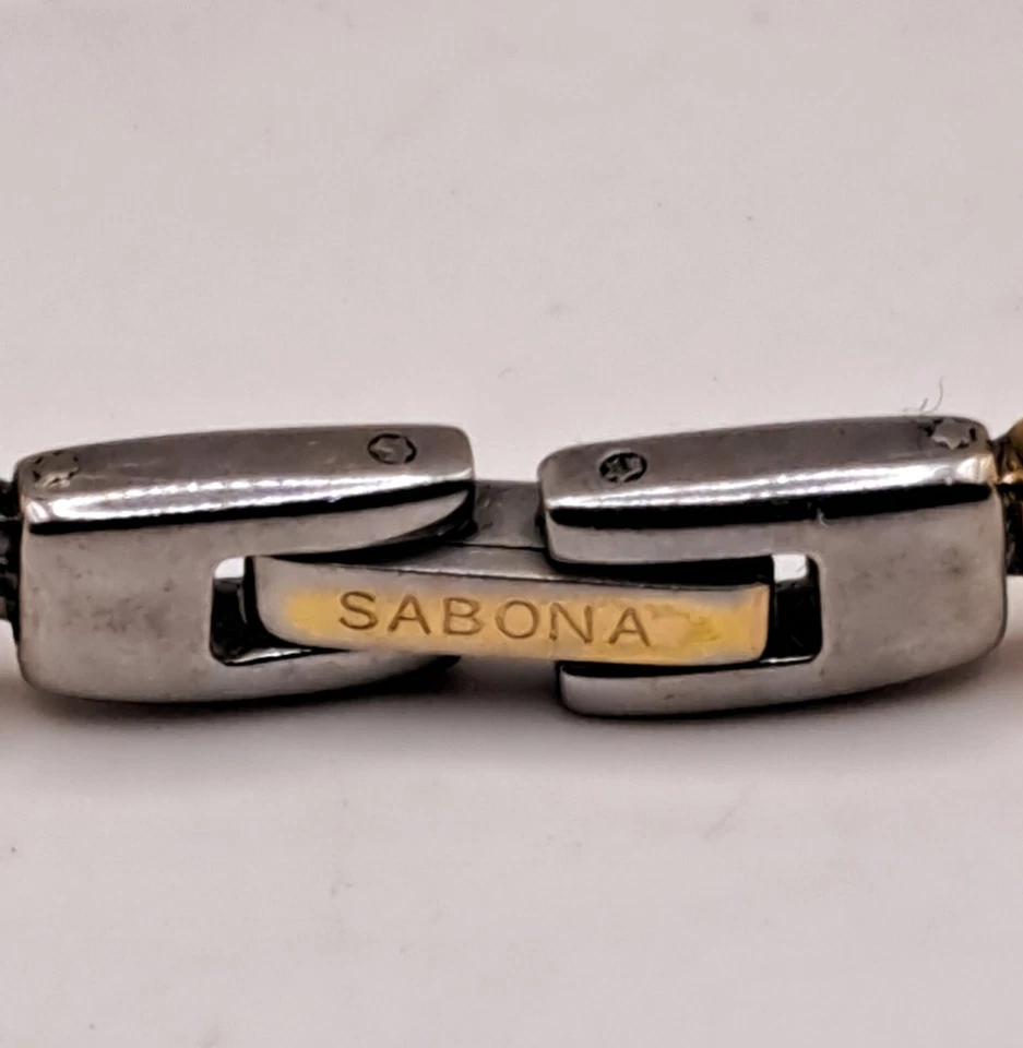 Sabona Two Tone Chain Magnetic Bracelet 6.5" Foldover Clasp Silver And Gold Tone - Image 3 of 3