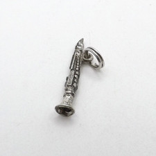 Sterling Silver Clarinet Recorder Charm Pendant Vintage