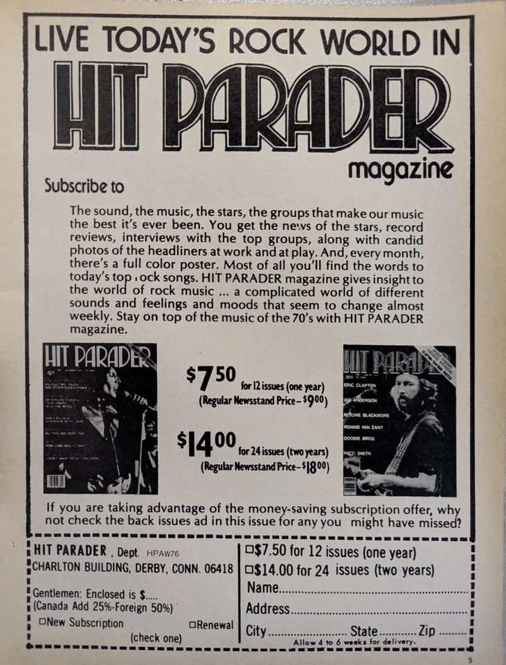 Hit Parader Magazine Annual 1976-1977 Queen, KISS, Led Zeppelin, The Who, Stones - Image 3 of 4