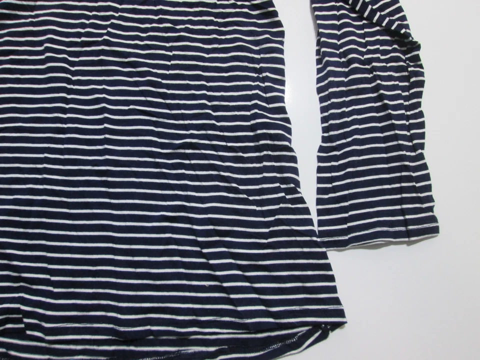 NUEVO CON ETIQUETAS Joe Boxer Mujer Talla 2X Camisa Cuello en V Azul Marino Manga Larga Rayas Informal Foto 3 de 4