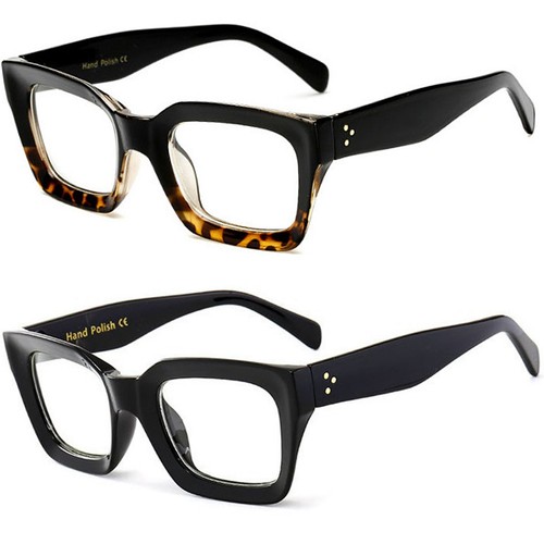 Nero Spesso Quadrato Telaio Geek Moda di Qualità Occhiali con Lenti  Trasparenti | eBay