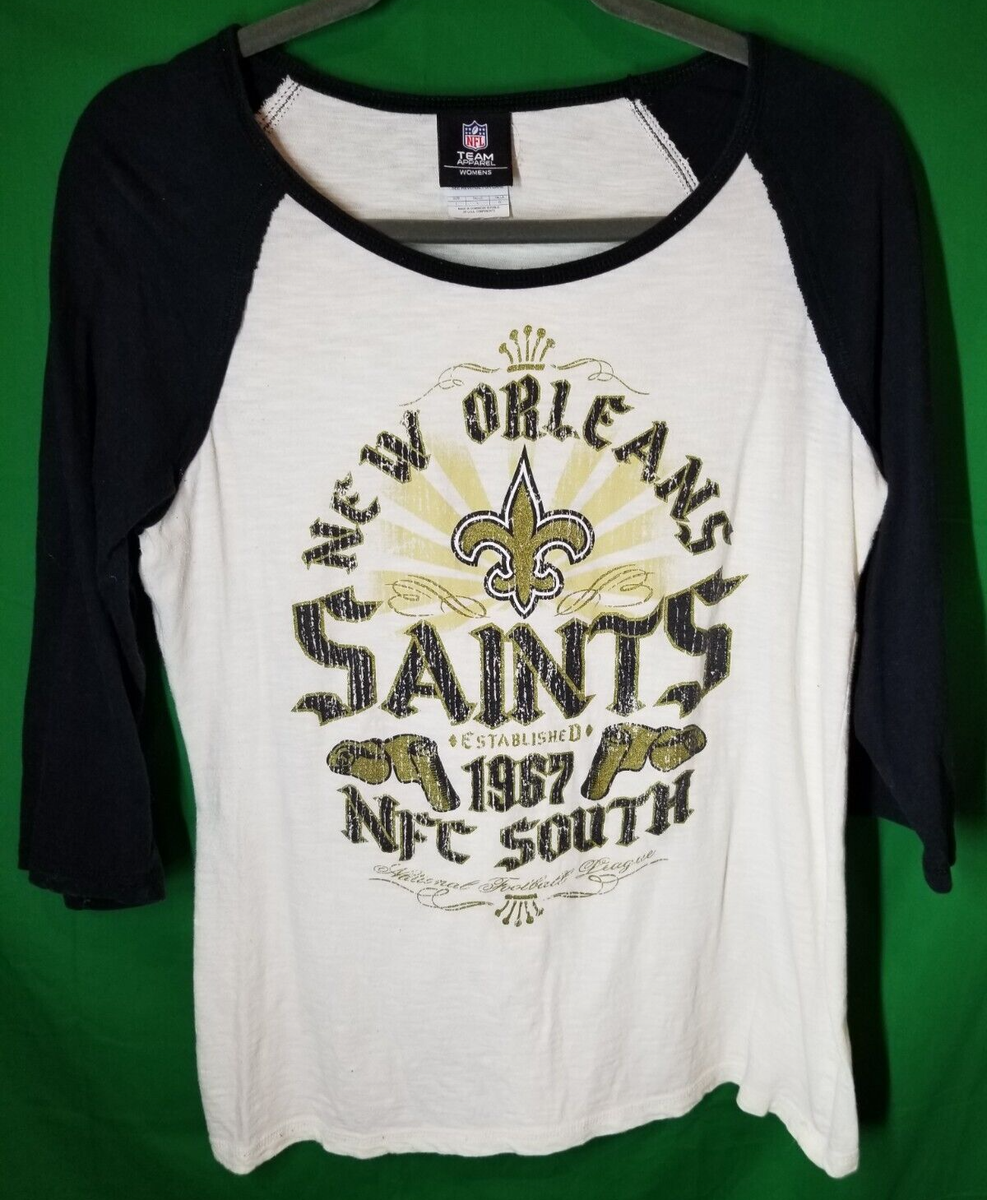 New Orleans Saints Women's Shirt Sz L NFL Apparel 3/4 Sleeve NOLA