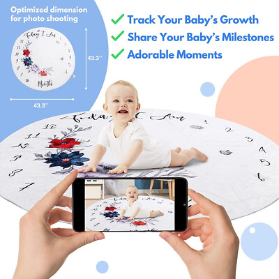 Age Milestone Growth Chart Blanket ONLY Baby Girl with Flowers by Edufriends
