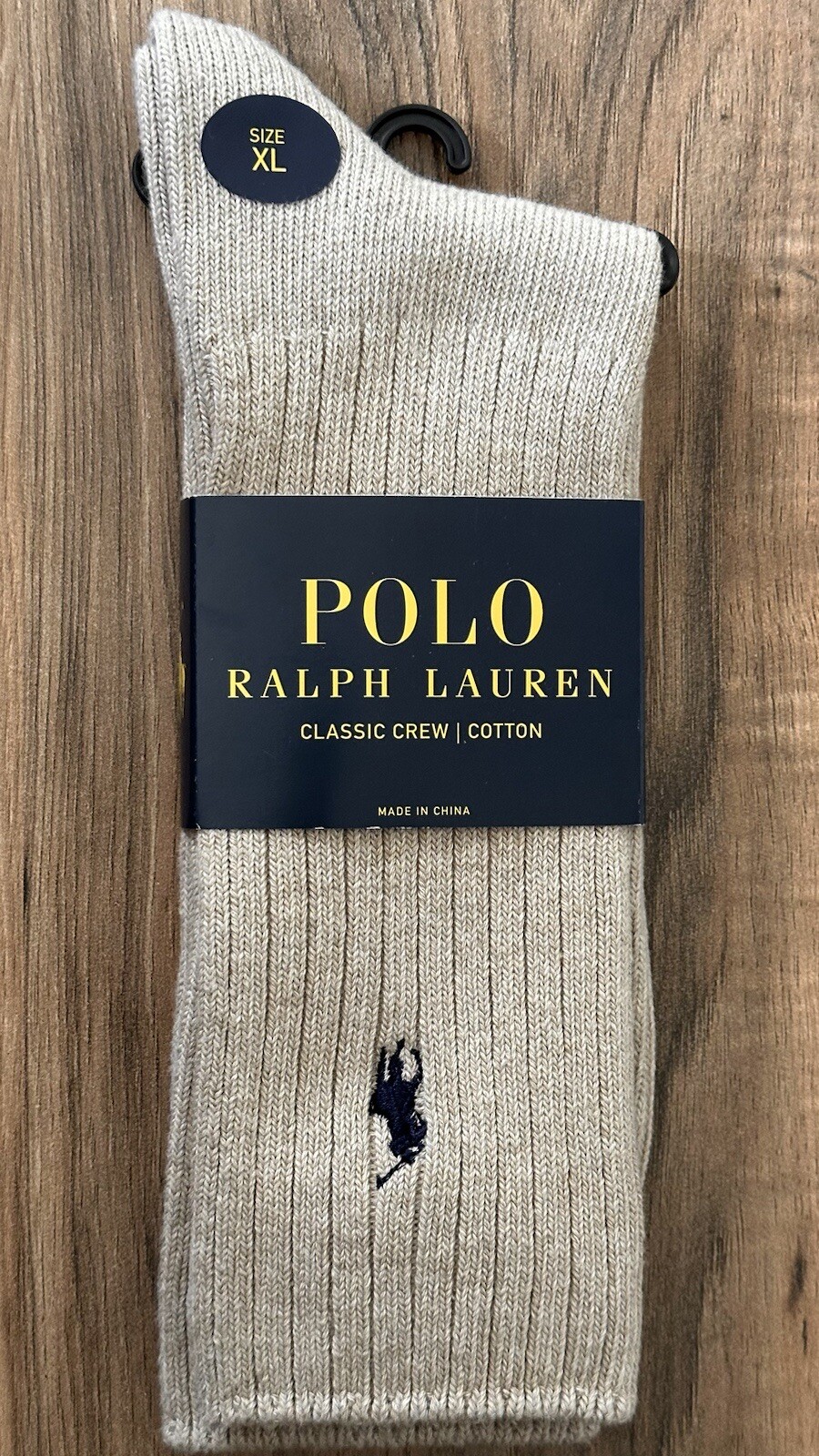 Polo Ralph Lauren Signature Blue Pony Calze Classiche Equipaggio XL Cachi 1 Paia