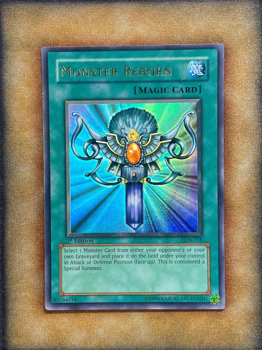 Yugioh Monster Reborn LOB-118 Ultra Rare 1st Ed Glossy PRINT LINE