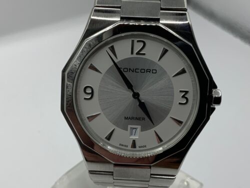 CONCORD MARINER SILVER & WHITE GUILLOCHE ARABIC DIAL 40MM SWISS QUARZUHR - Bild 2 von 15