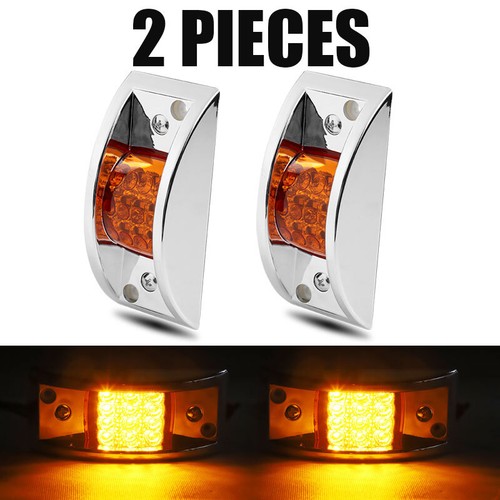 Amber/Red/White 12 LED Side Marker Clearance Truck Trailer Lights Chrome 12V-24V - Picture 18 of 20