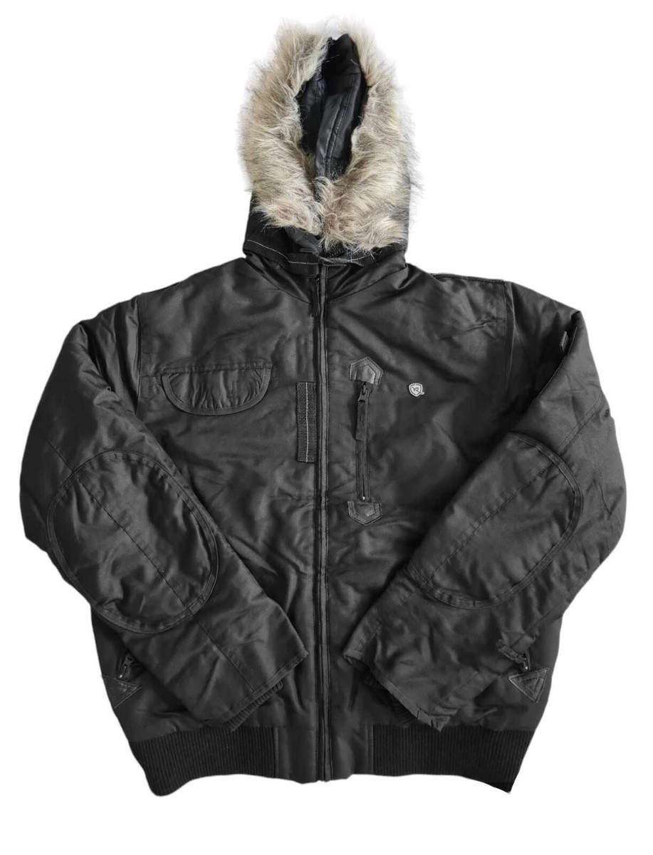 Rocawear Men's Urban Designer Padded Faux Fur Hooded Baseball