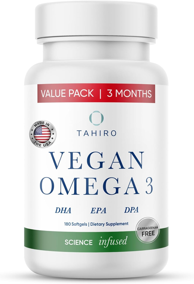 Vegan Omega3 Softgels PlantBased Supplement with DPA, DHA & EPA