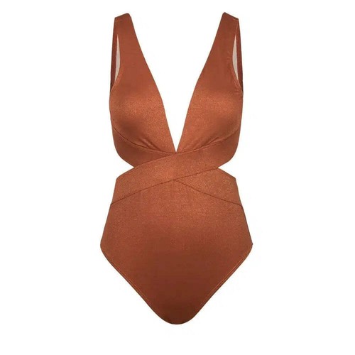 Shiny Plunge Cutout One-Piece - Beach & Bikinis - Picture 4 of 22