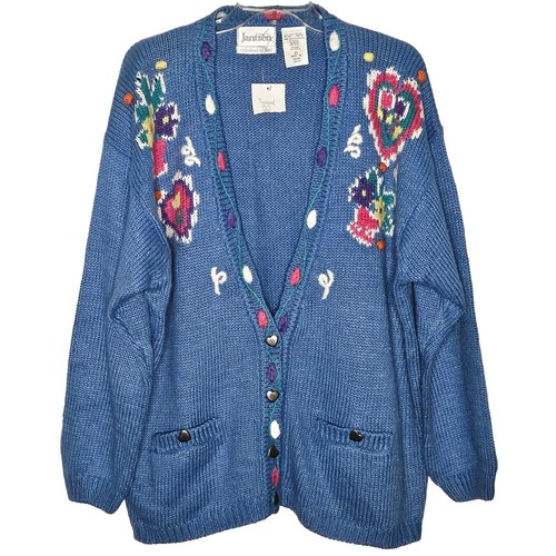 Ste. Laurent Vintage Cardigan Sweater XS / Small Colorful Floral