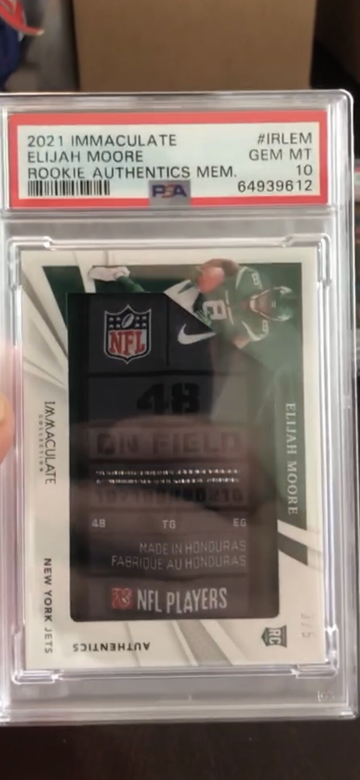 Elijah Moore Panini Immaculate Collection Rookie Authentics Memorabilia #IRLEM Base