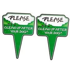 2 Pack Clean Up After Your Dog Signs, 10"x14" Heavy Metal No Pooping Dog Sign