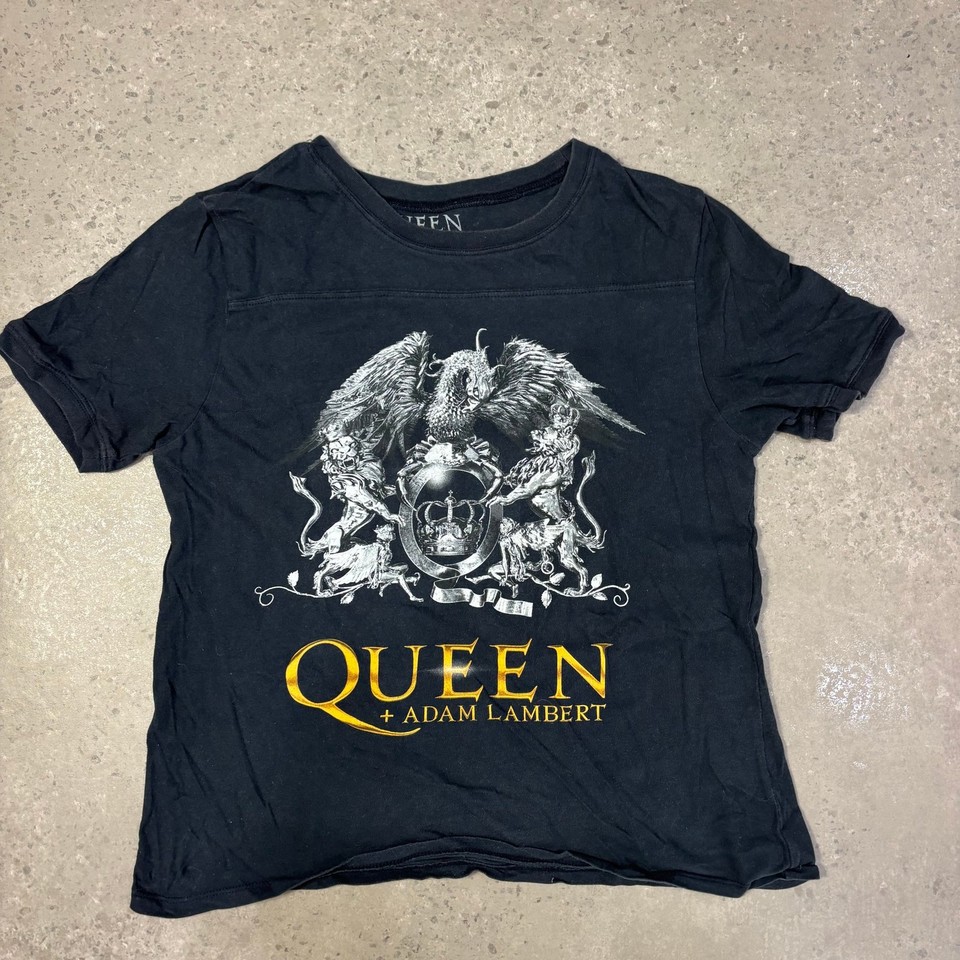 Queen + Adam Lambert Rhapsody Tour T-Shirt Women's L Black Cotton Band Merch