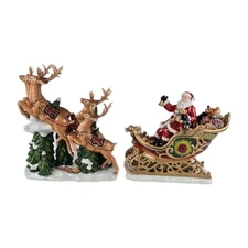 🚨 Vintage Members Mark Santa Sleigh with Reindeers Christmas Centerpiece Figure
