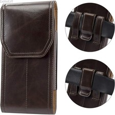 Vertical Phone Holster PU Leather Belt Clip Pouch Case Cover For Universal Brown