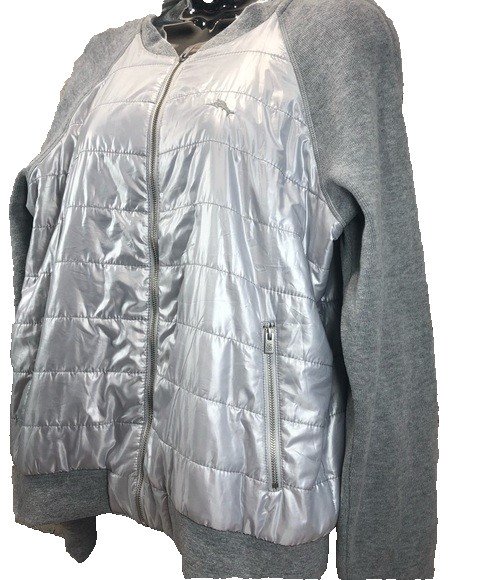 Tommy Baham Aruba silver grey puffer‎ bomber sz L image 3