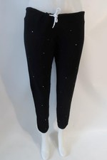 Women Monrow Black Rhinestone Embellished Jogger Sweatpants M