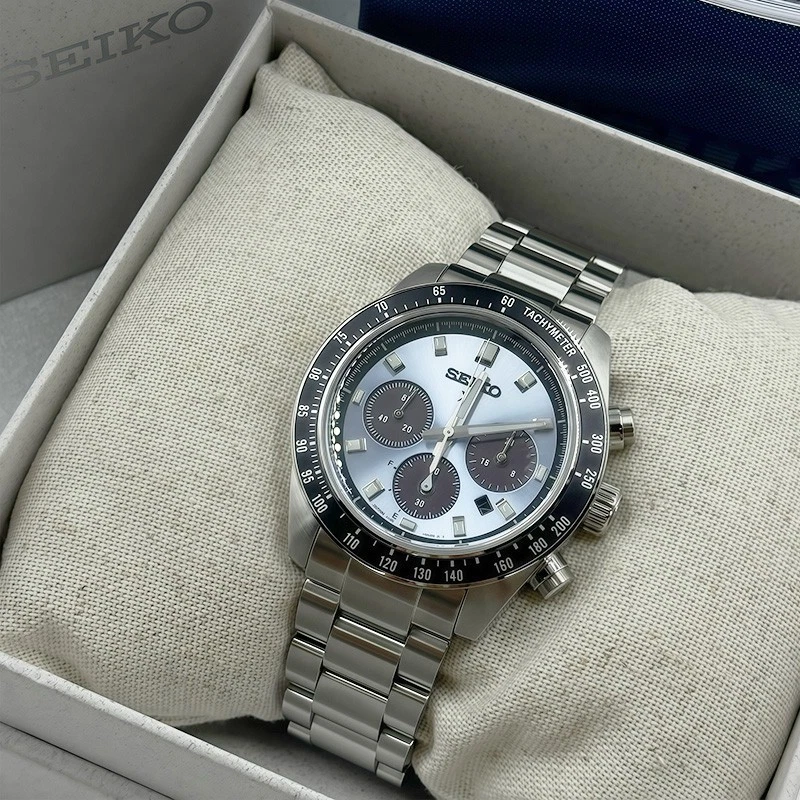 Reloj cronógrafo solar para hombre Seiko Prospex Speedtimer SSC935 esfera azul Foto 2 de 4