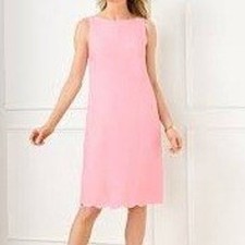 NWT Talbots Pink 100% Linen Shift Dress Womens 22W Scallop Hem Sleeveless Summer